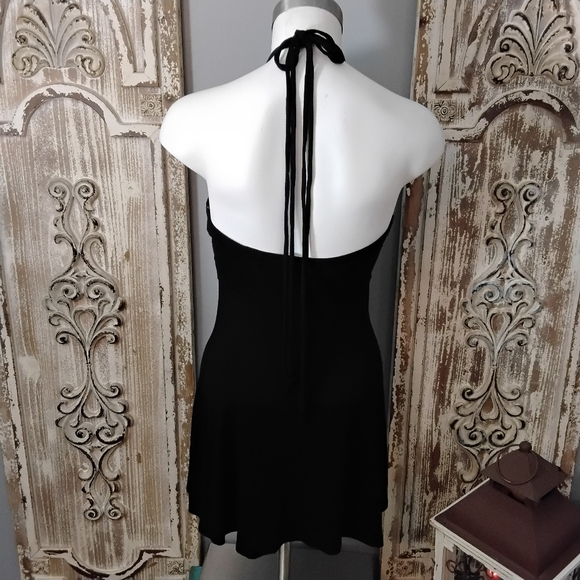 Vintage Love & Love Little Black Mini Dress with Jeweled Halter Small - Picture 7 of 10
